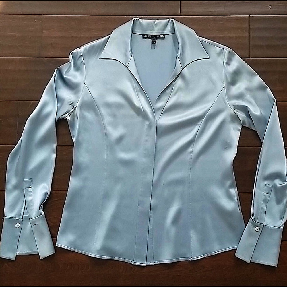 Lafayette 148 light blue silk shirt